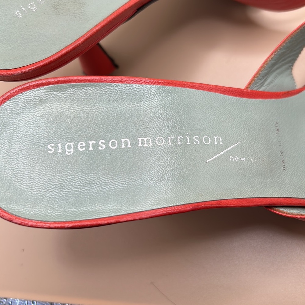 Siger Morrison Orangey Red Open-Back Cutsey Heels - Picture 5 of 5